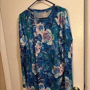 Reel Legends Floral Blue Long Sleeve Top